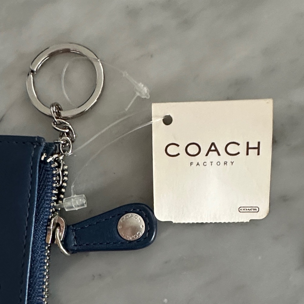Coach Navy Leather Key Pouch - Picture 2 of 2